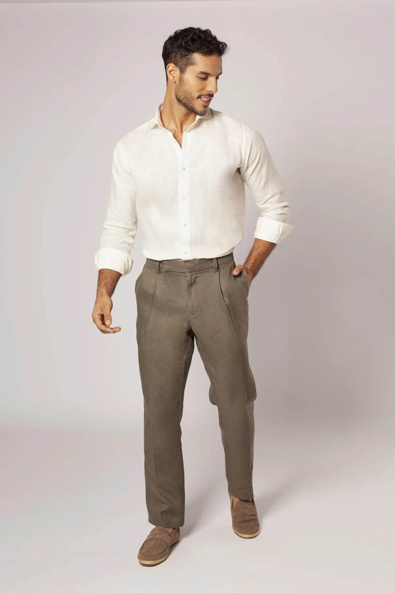 PANTALóN CON PRENSES 100% LINO  EUROPEAN FLAX