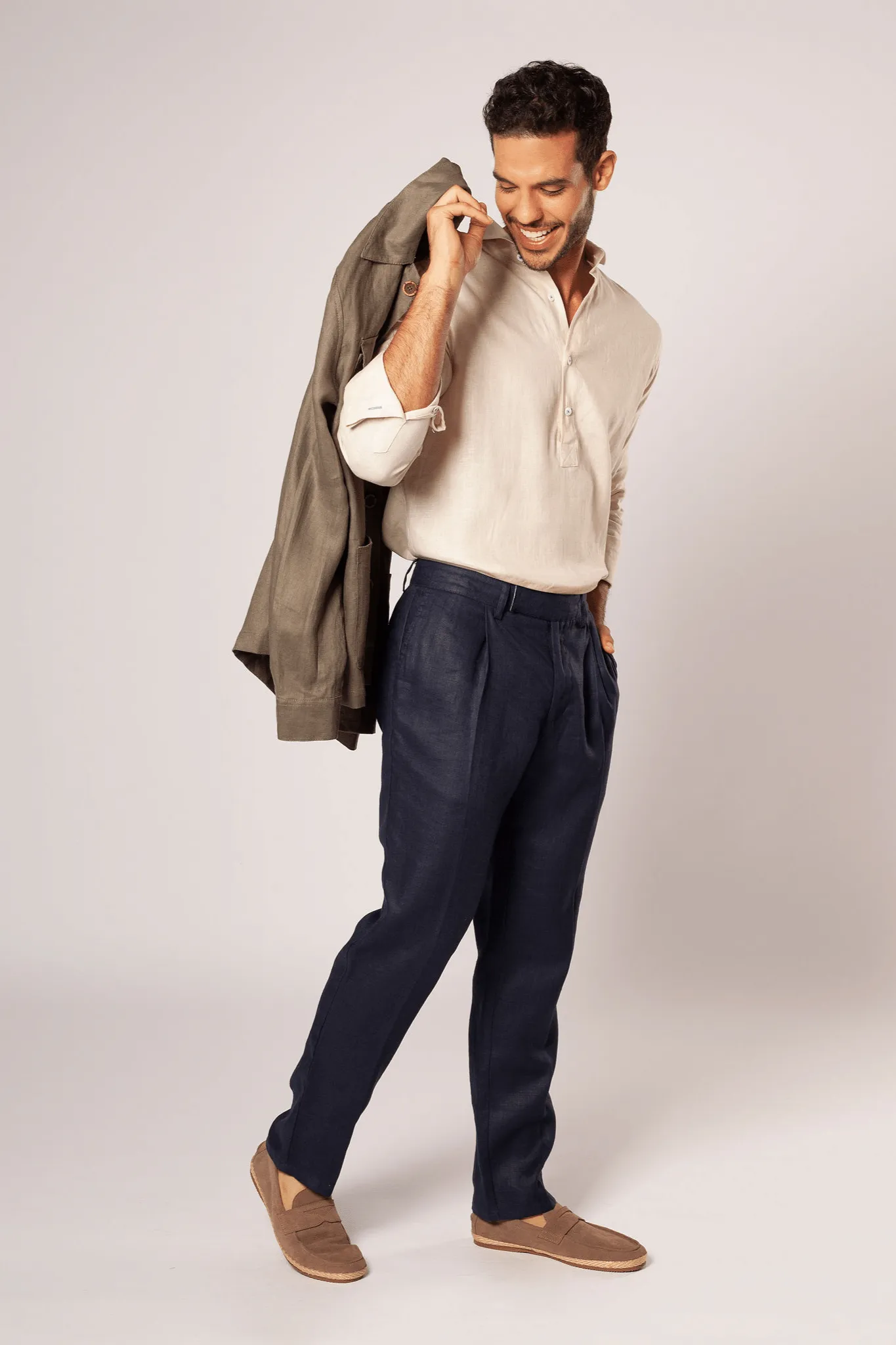 PANTALóN CON PRENSES 100% LINO  EUROPEAN FLAX