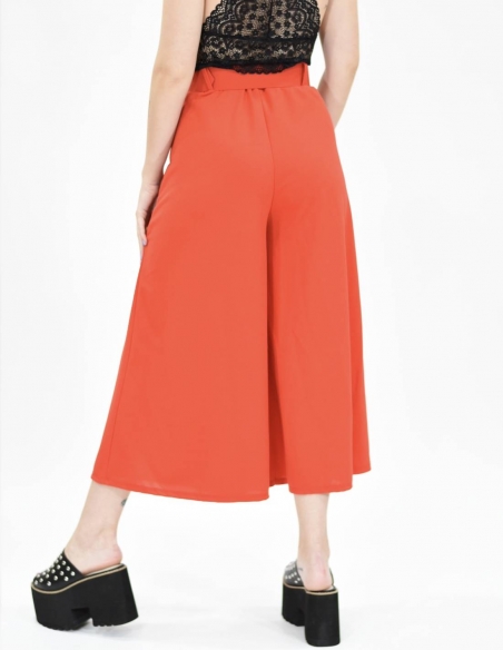 Pantalón culotte rojo cinturón