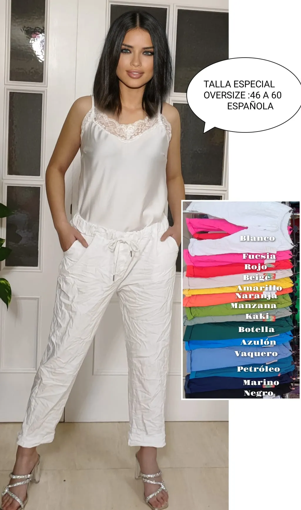 Pantalón Elástico Liso Talla Grande