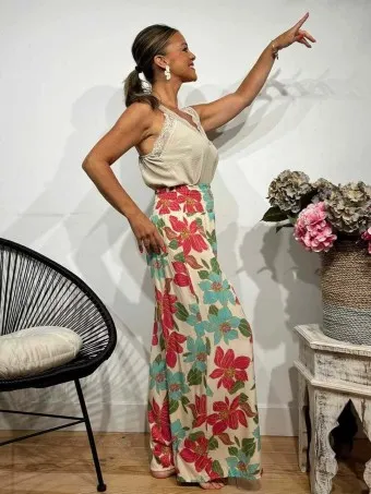 Pantalón Estampado Flores AMBORA