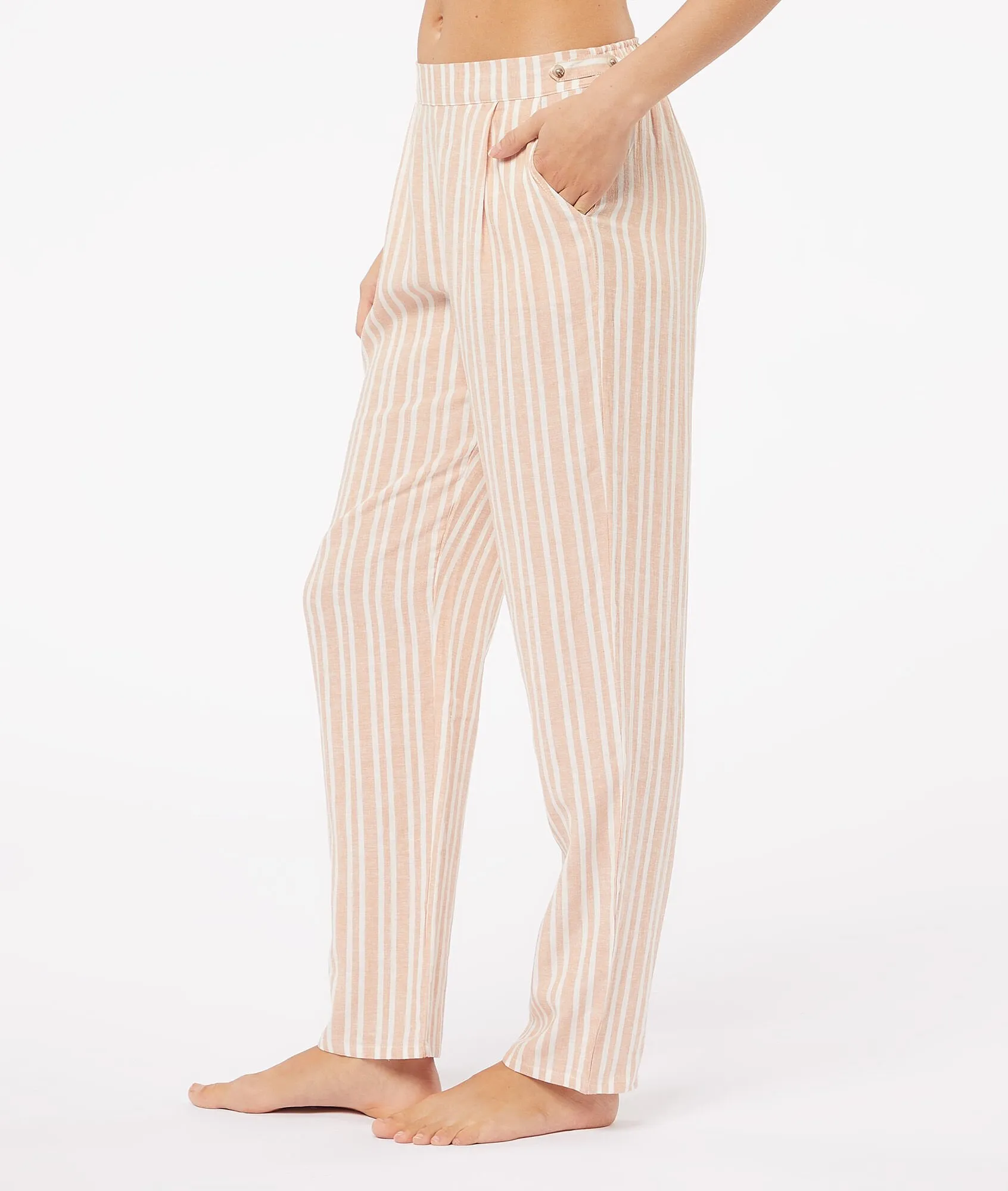 PANTALóN PIJAMA RAYAS ANIS ORANGE  ETAM