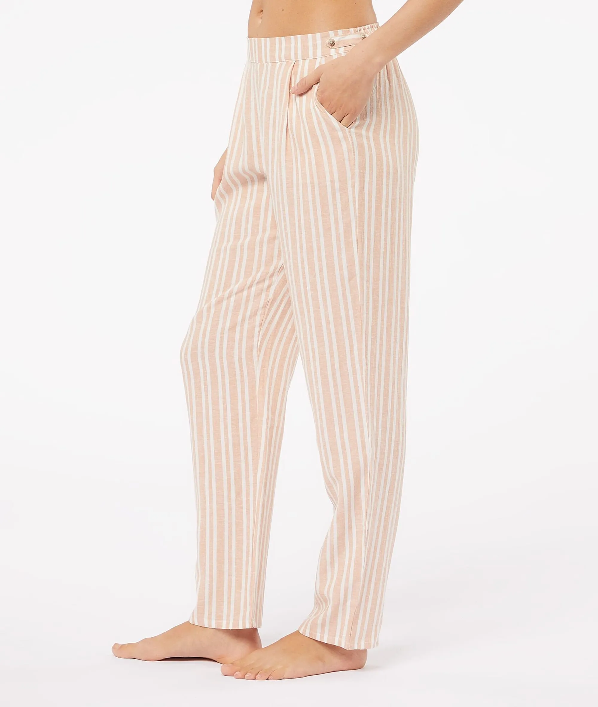 PANTALóN PIJAMA RAYAS ANIS ORANGE  ETAM