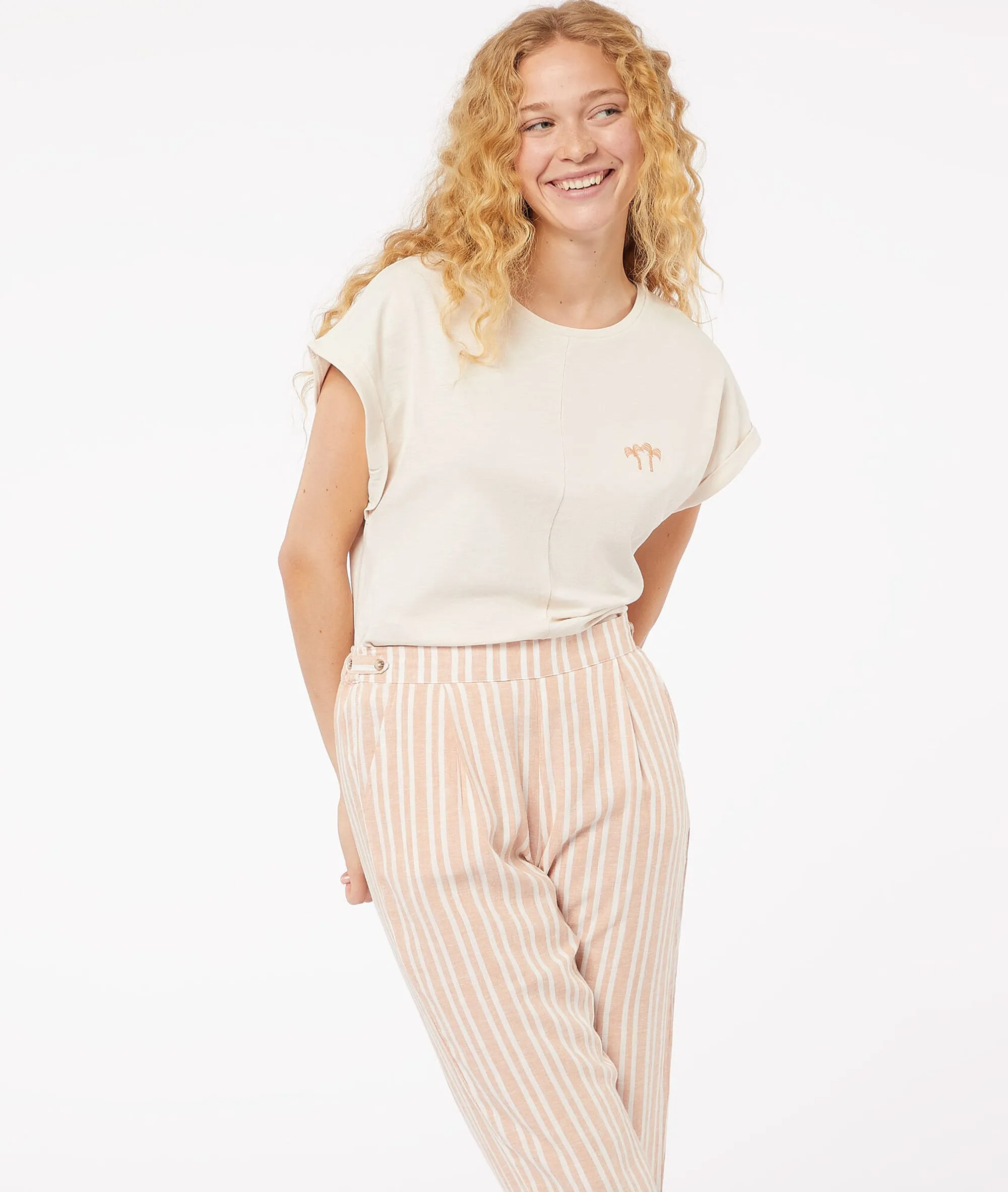 PANTALóN PIJAMA RAYAS ANIS ORANGE  ETAM