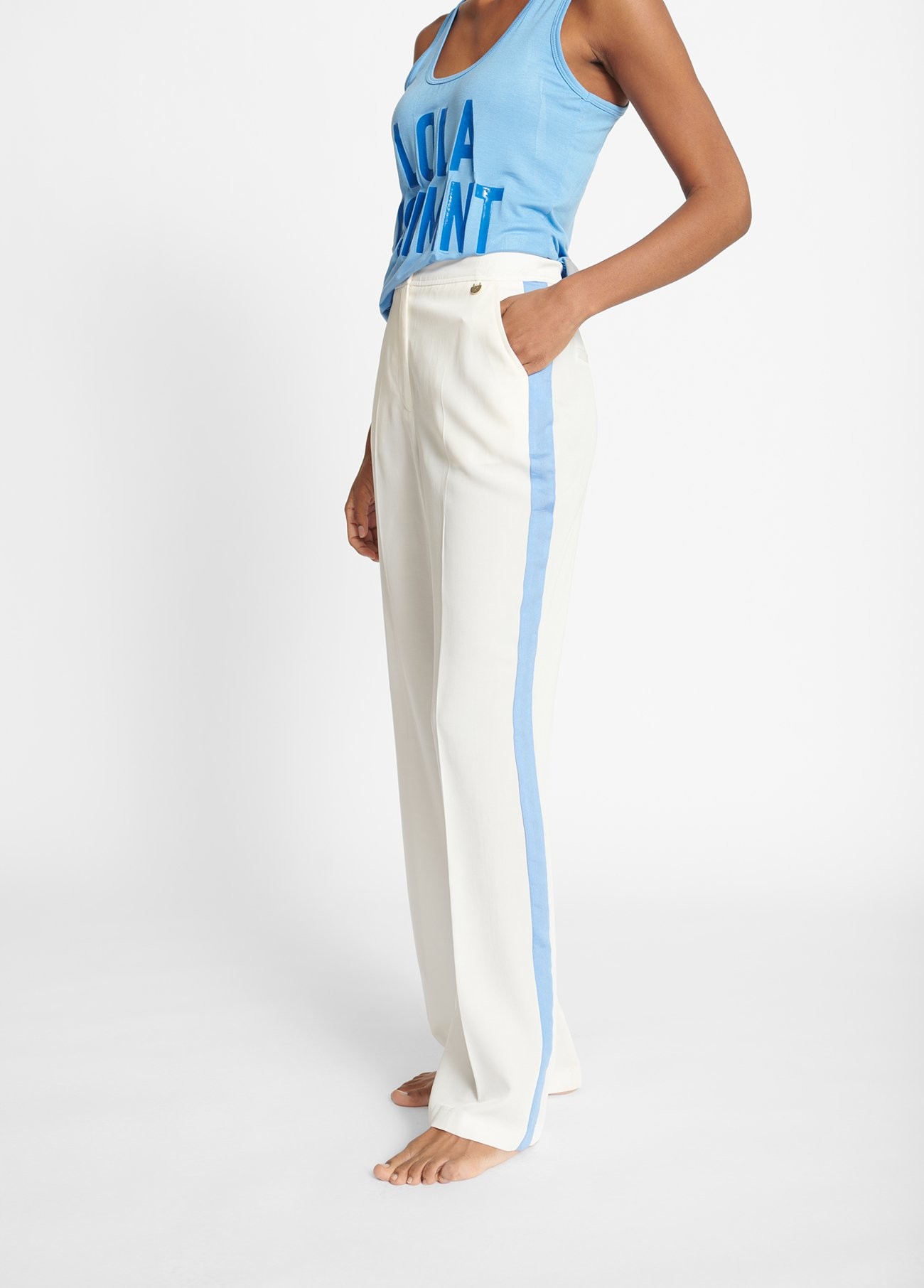 Pantalón raya lateral blanco Lola Casademunt