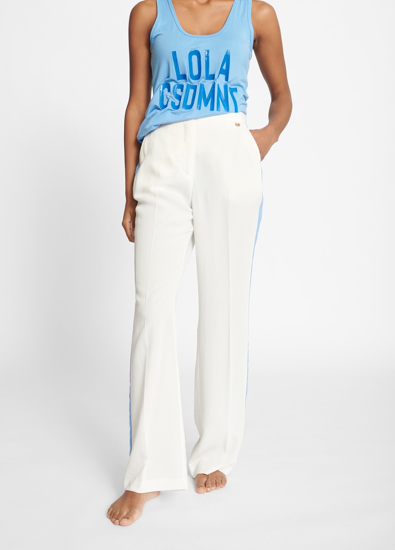 Pantalón raya lateral blanco Lola Casademunt