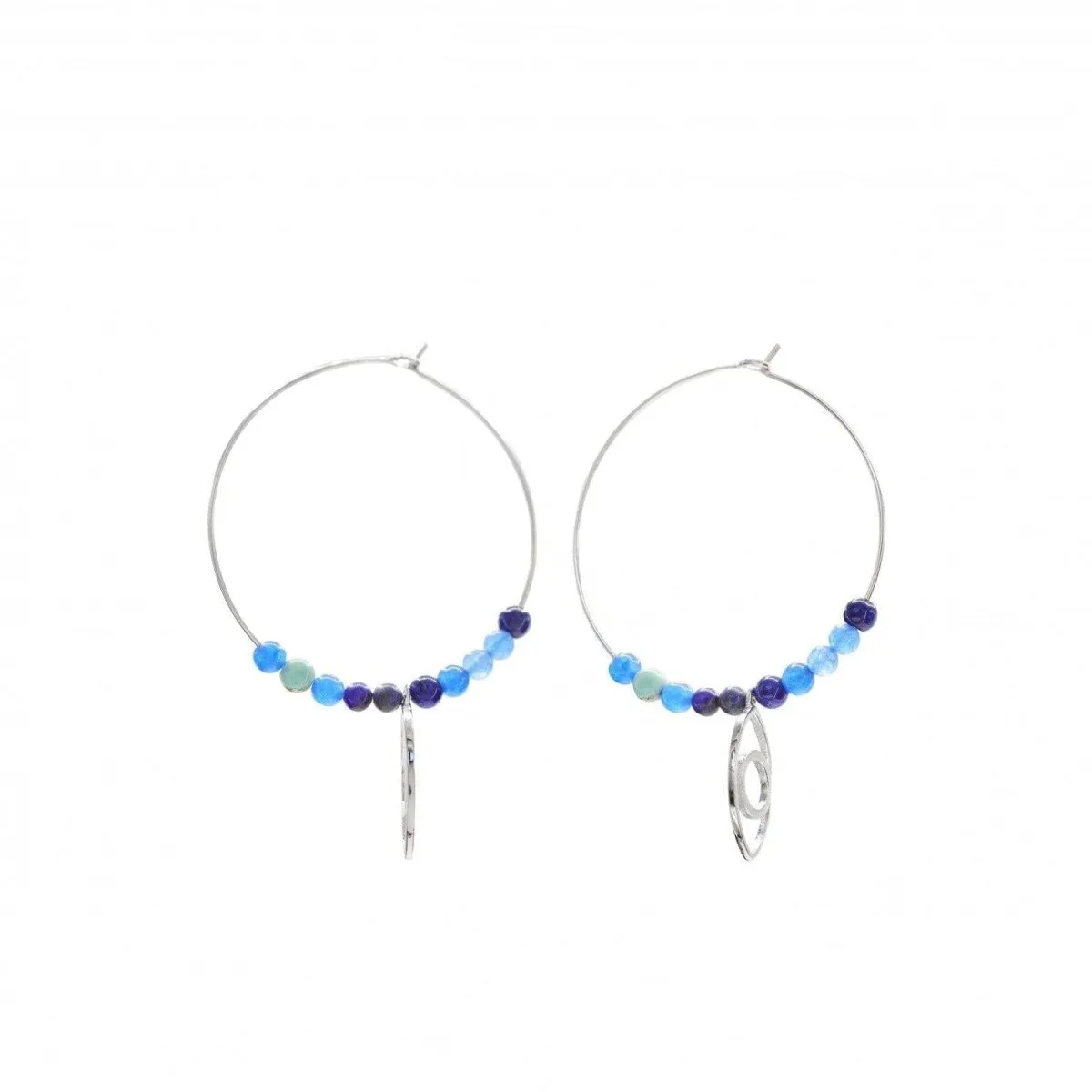 Pendientes aros con colgantes detalle de ojo y gemas