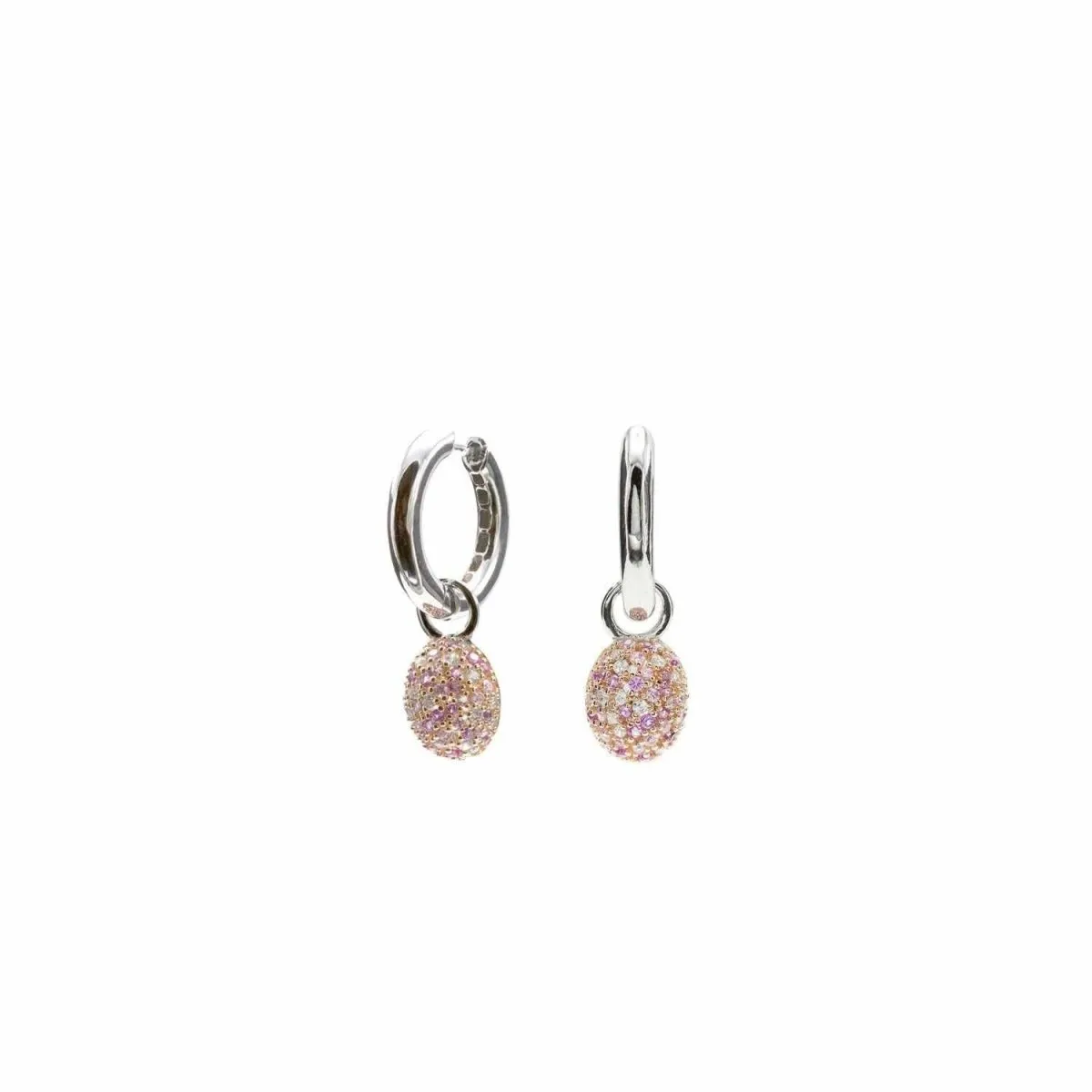 Pendientes aros con colgantes diseo charm de circonitas rosas