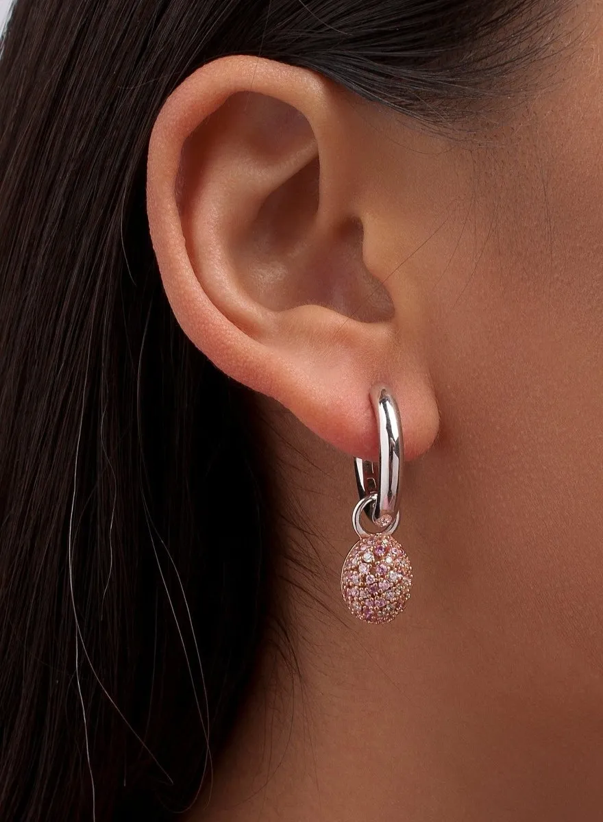 Pendientes aros con colgantes diseo charm de circonitas rosas