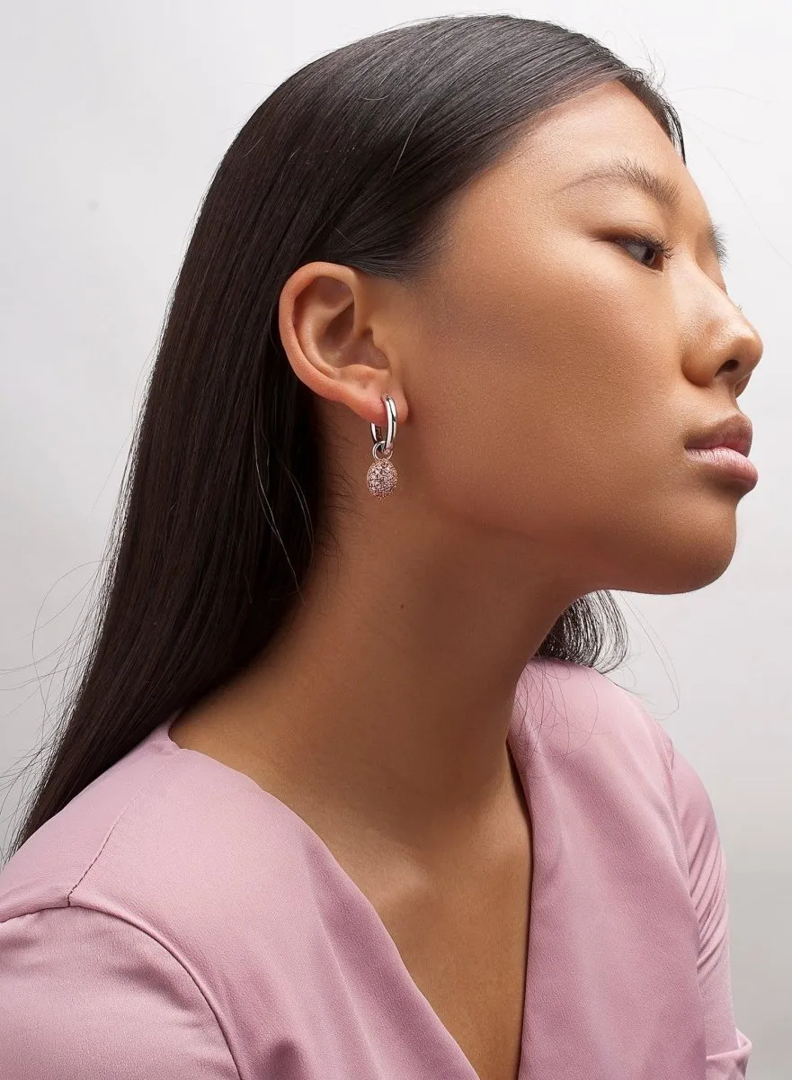 Pendientes aros con colgantes diseo charm de circonitas rosas