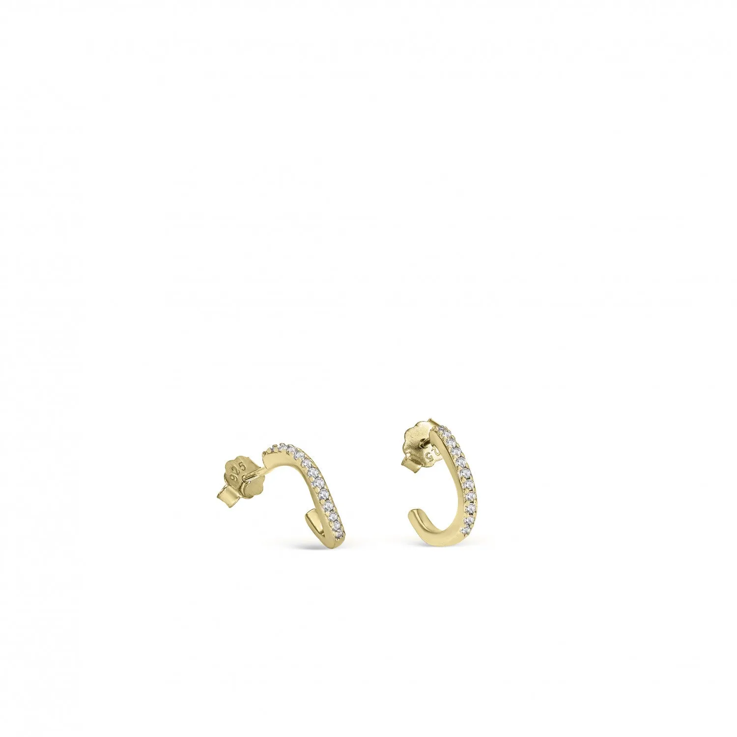 Pendientes aros muy pequeos curvilíneos con circonitas y bao de oro