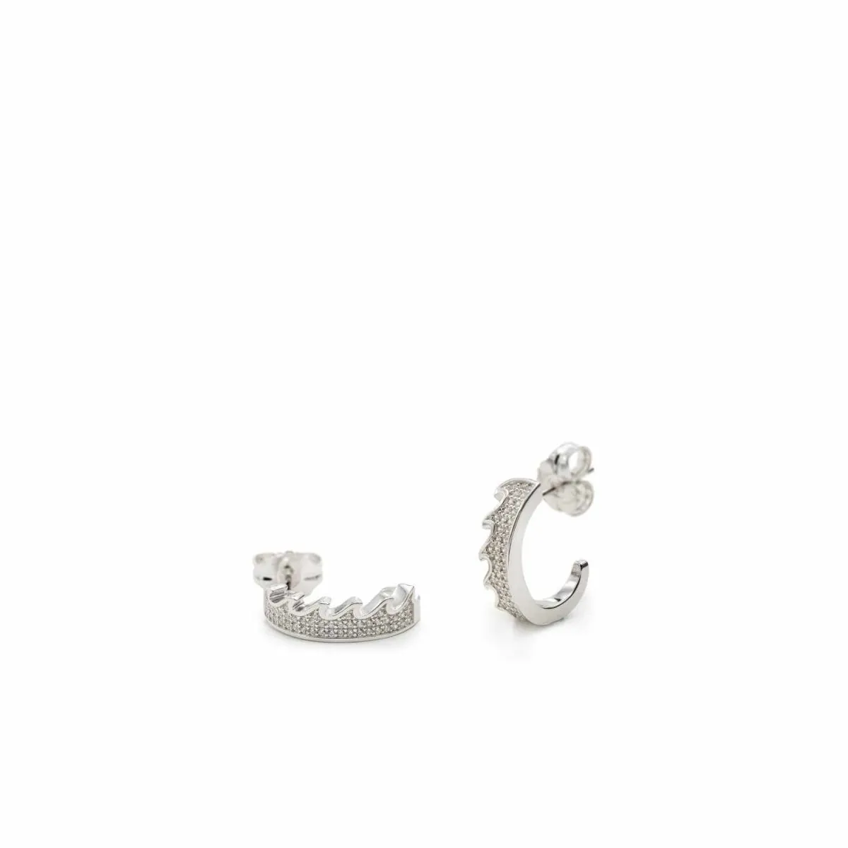 Pendientes aros pequeos con pavé de circonitas diseo olas