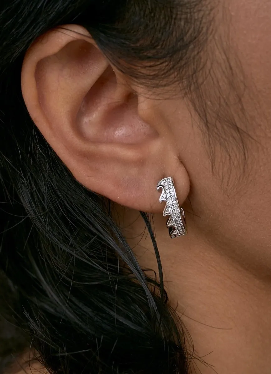 Pendientes aros pequeos con pavé de circonitas diseo olas