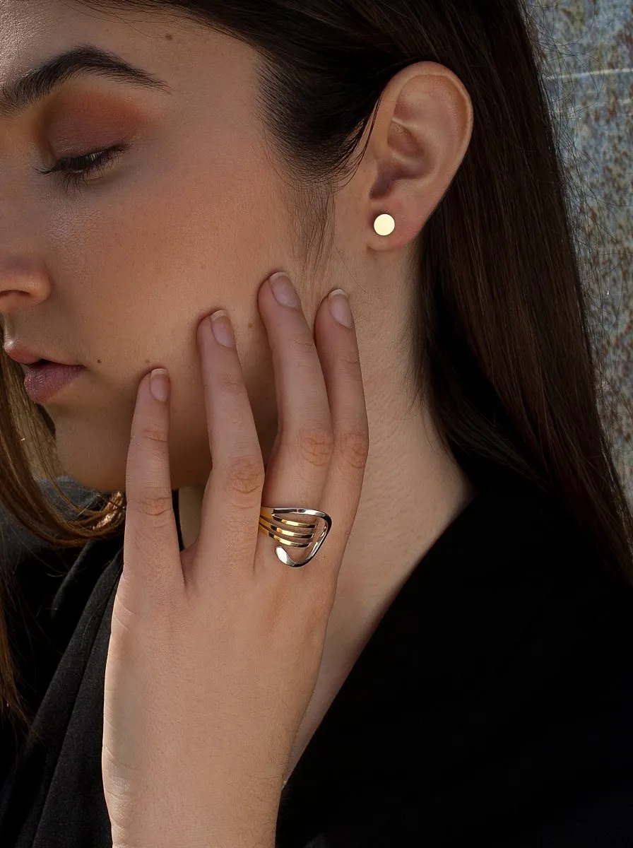 Pendientes botón diseo circular baados en oro