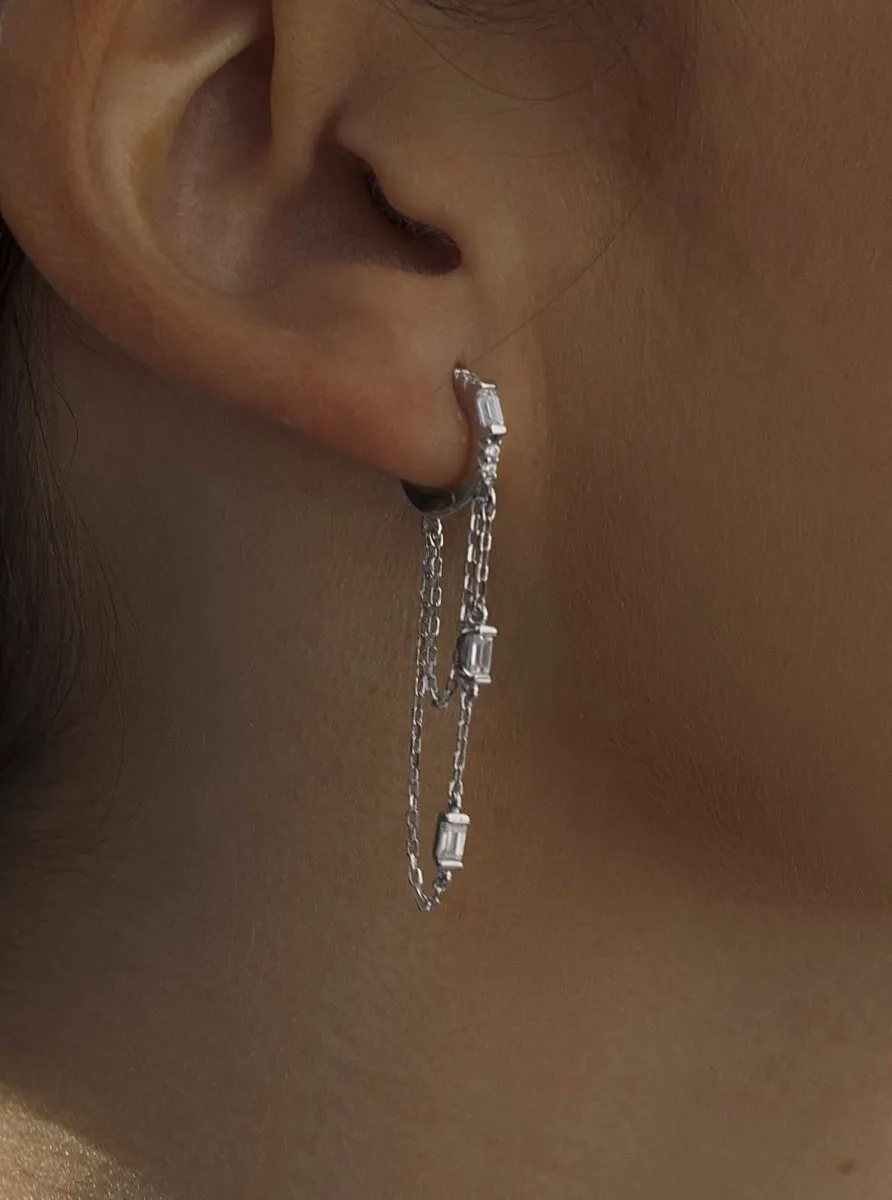 Pendientes con colgantes plata diseo cadenas