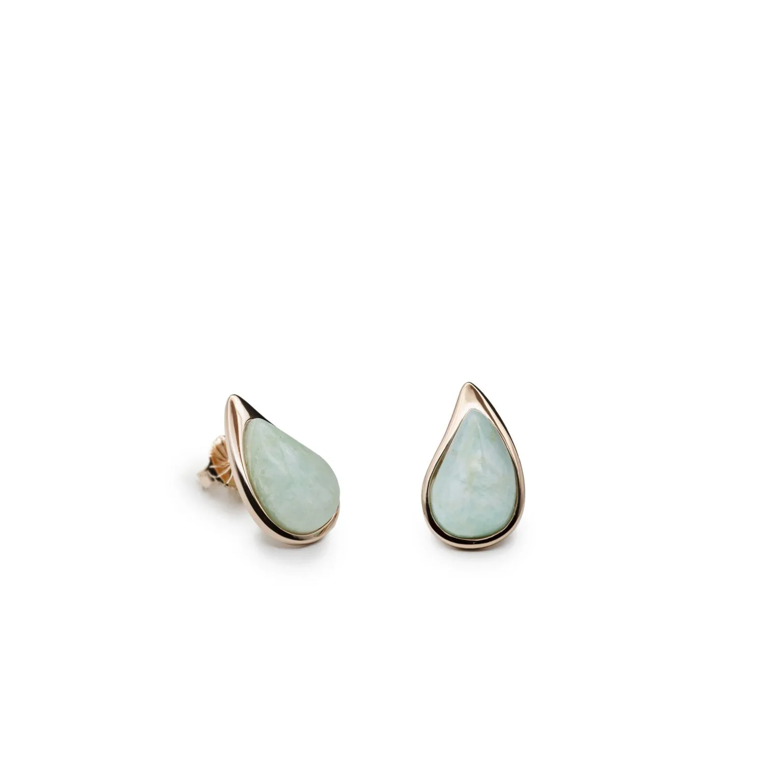 Pendientes con piedra aquamarina en forma de gota