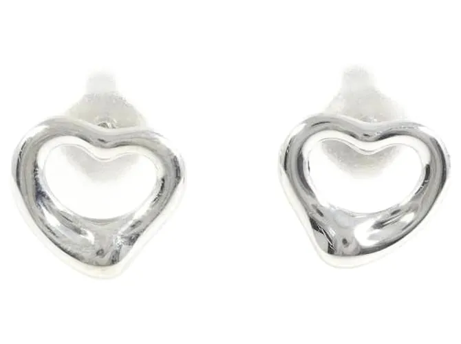 Pendientes de corazón abierto de plata 925 de Tiffany & Co en excelente estado 