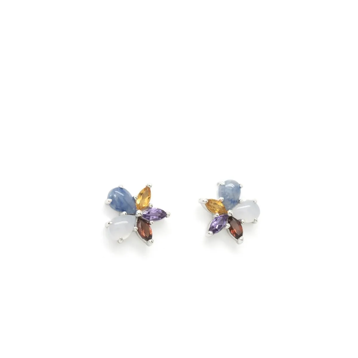 Pendientes de piedra natural de plata estrella zafiro