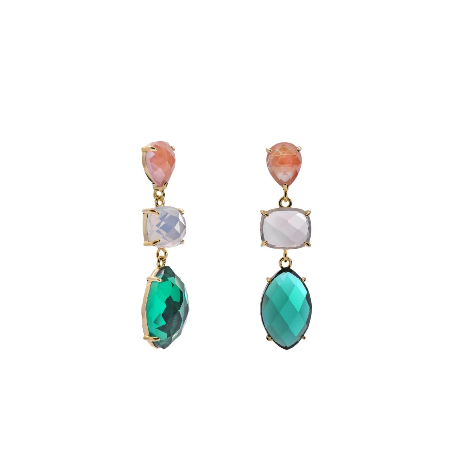 Pendientes de piedras de colores largos tono turquesa