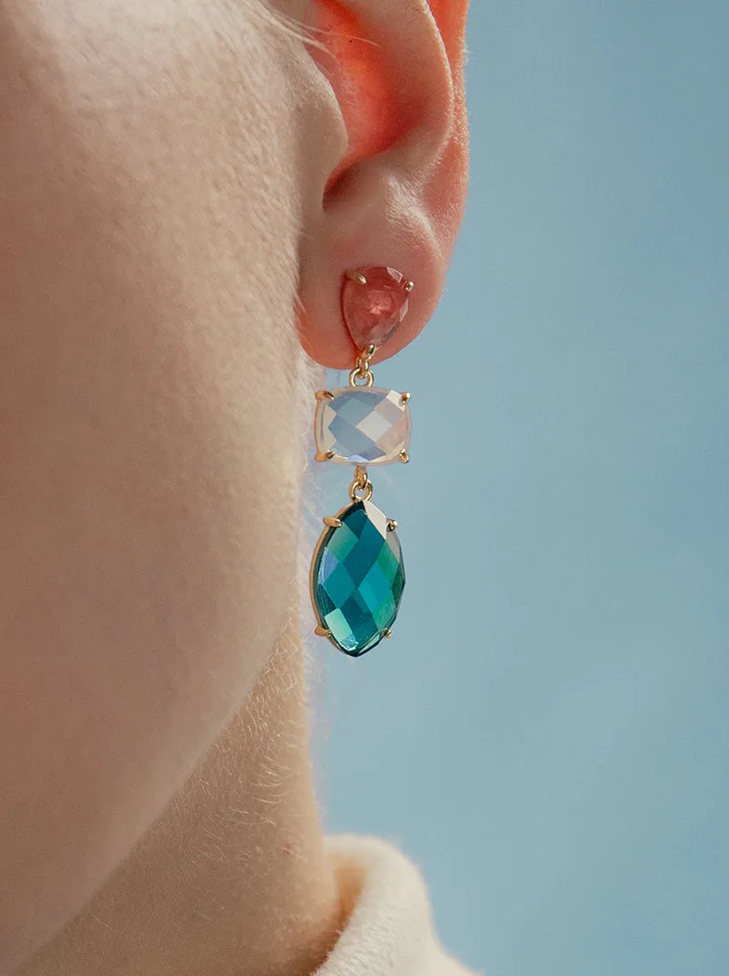 Pendientes de piedras de colores largos tono turquesa
