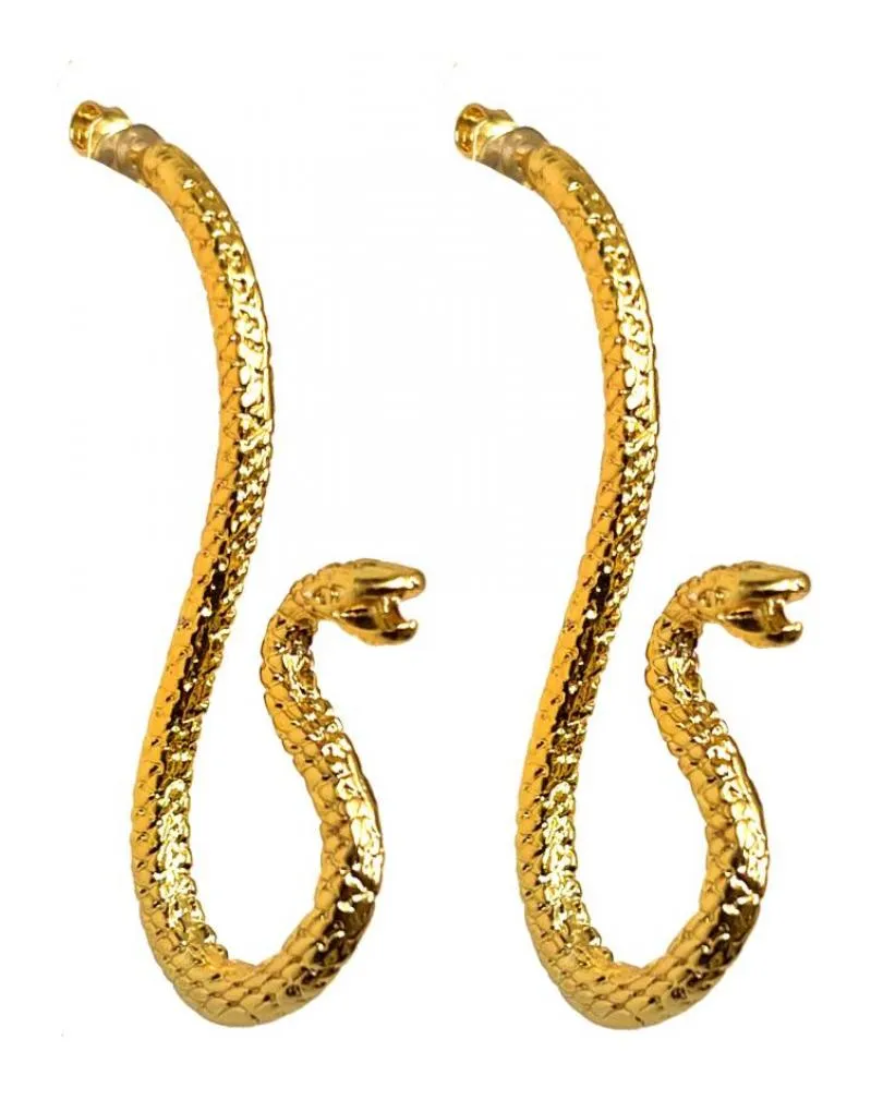 PENDIENTES DORADOS LARGOS CON EXOTICAS SERPIENTES