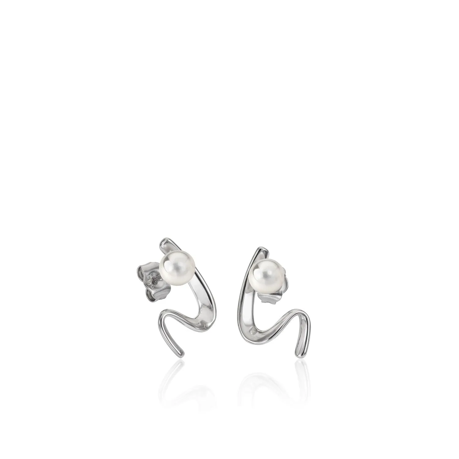 Pendientes perla de plata diseo ondulado