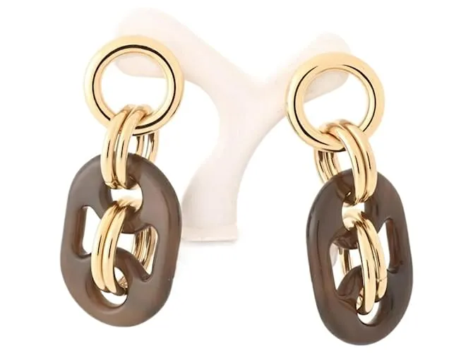 Pendientes PM Drop Eurydice de Hermès Castaño Dorado 