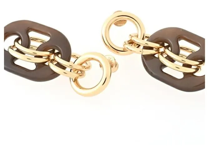 Pendientes PM Drop Eurydice de Hermès Castaño Dorado 