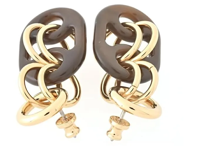 Pendientes PM Drop Eurydice de Hermès Castaño Dorado 