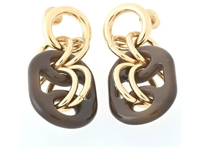 Pendientes PM Drop Eurydice de Hermès Castaño Dorado 