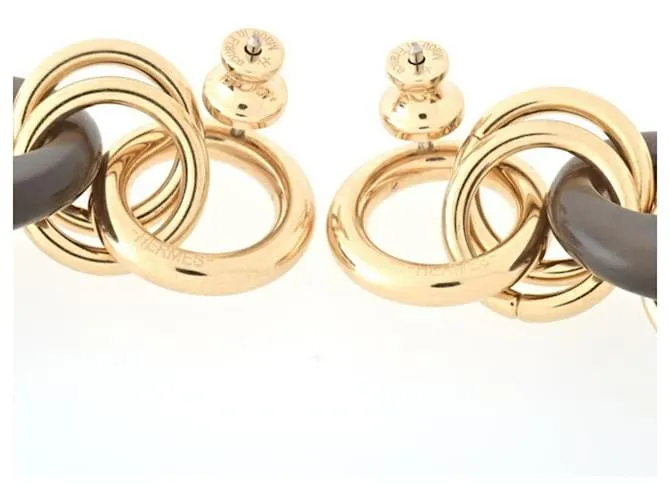 Pendientes PM Drop Eurydice de Hermès Castaño Dorado 