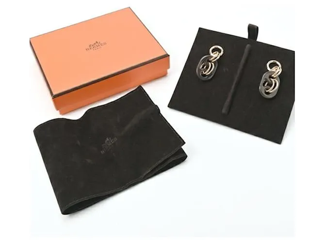 Pendientes PM Drop Eurydice de Hermès Castaño Dorado 