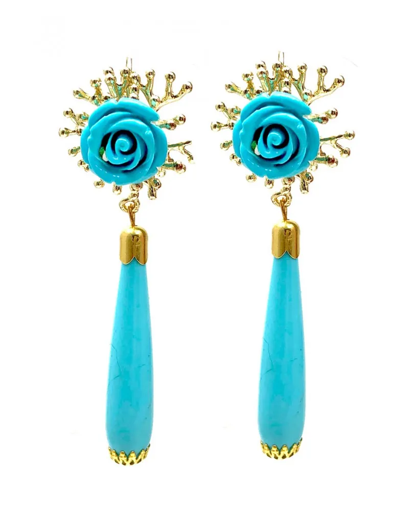 PENDIENTES TURQUESA JOYAS MADRID BISUTERIA ROMANTICA ALTO STANDING