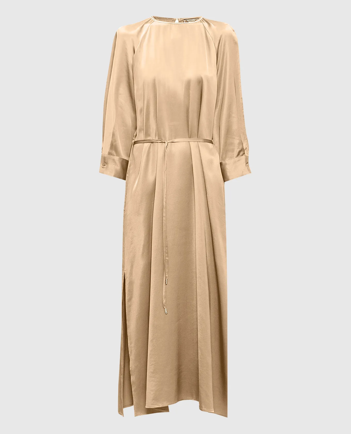 Peserico Beige maxi dress with monil chain