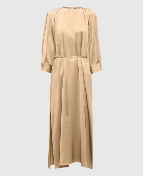 Peserico Beige maxi dress with monil chain