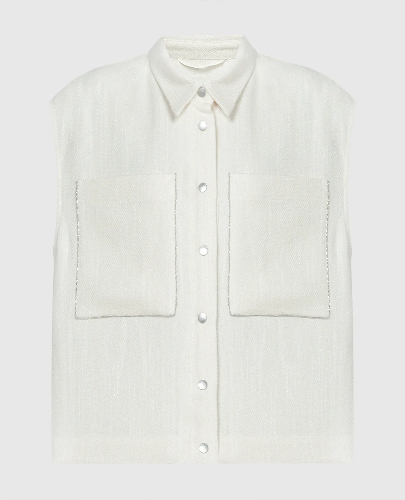 Peserico Beige waistcoat with monil chain