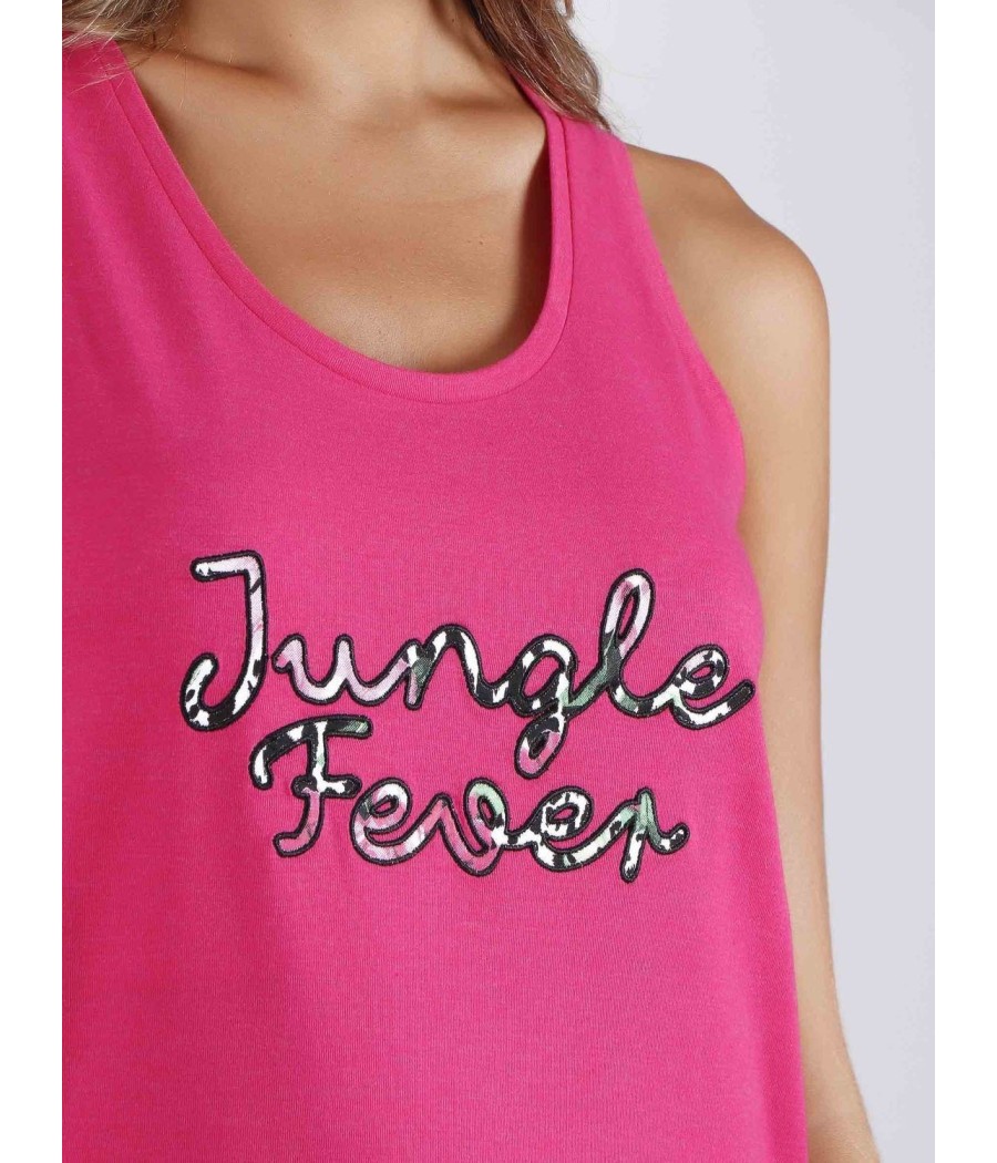 Pijama mujer sin mangas Jungle Fever verano Admas fucsia algodón