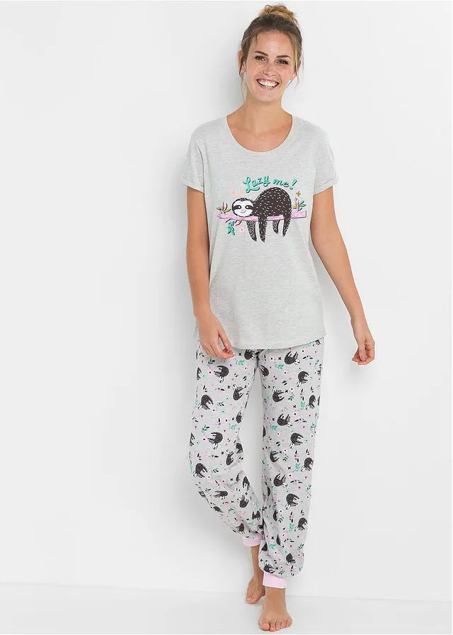 Pijama Natural jaspeado estampado