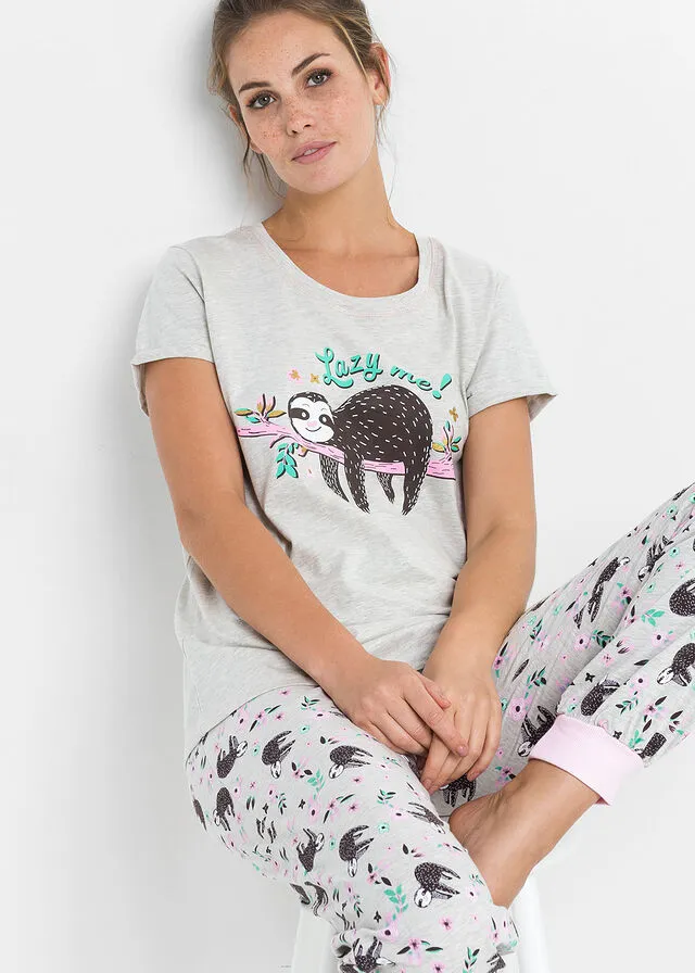 Pijama Natural jaspeado estampado