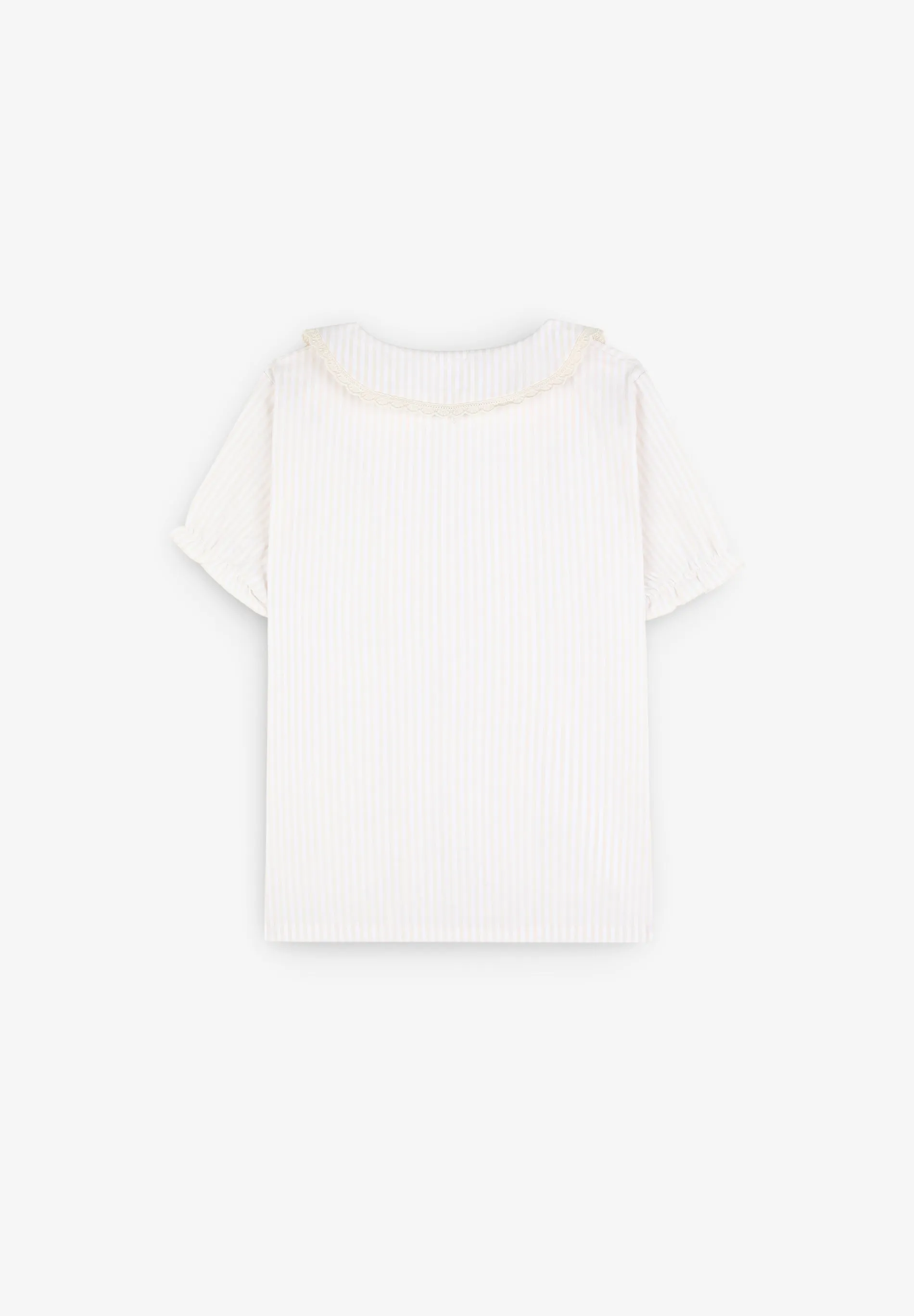 PIJAMA RAYAS CUELLO TIRA BORDADA