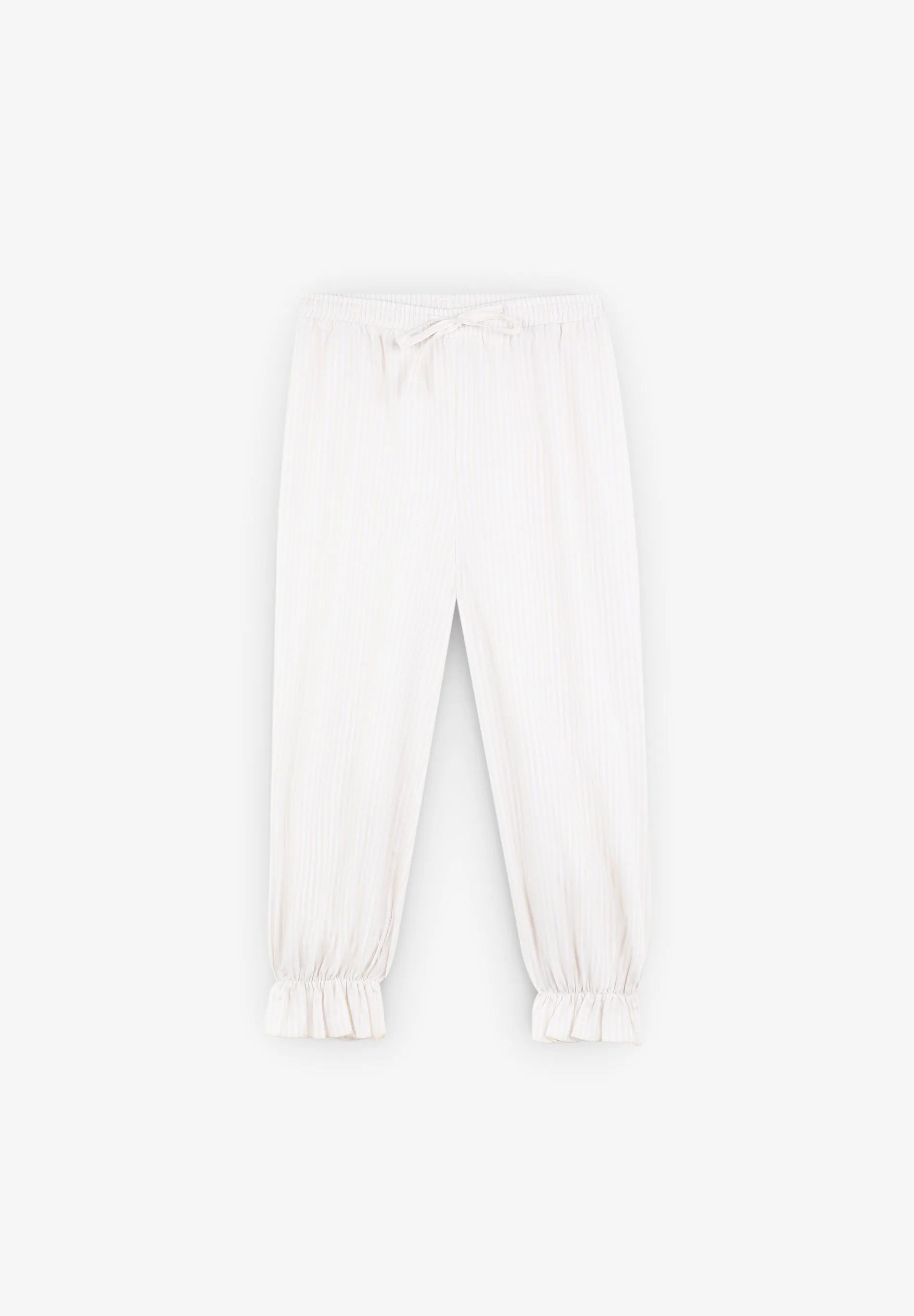 PIJAMA RAYAS CUELLO TIRA BORDADA