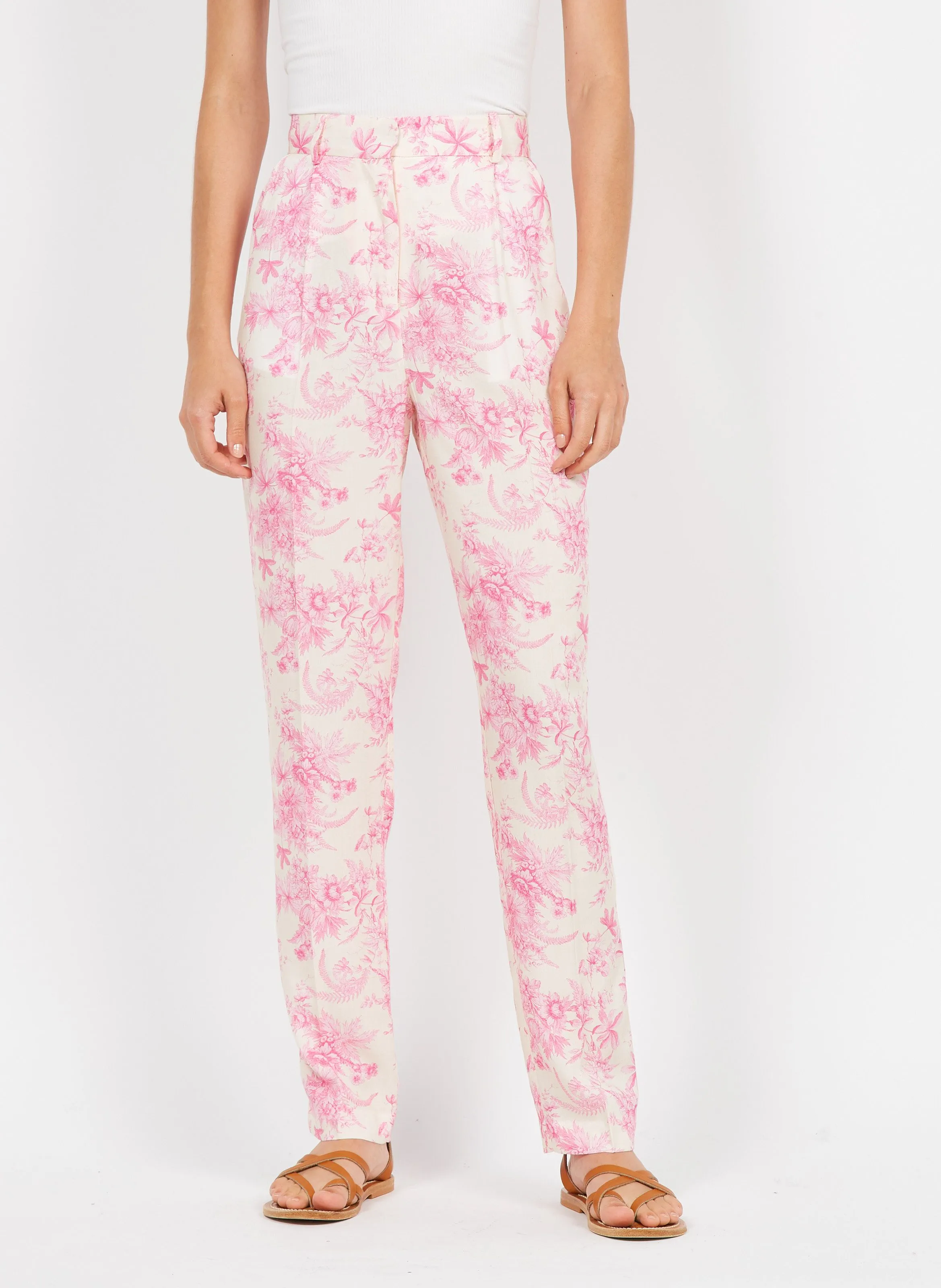 PIRANDELLO  PANTALóN TAPERED DE VISCOSA ESTAMPADO EN ROSA