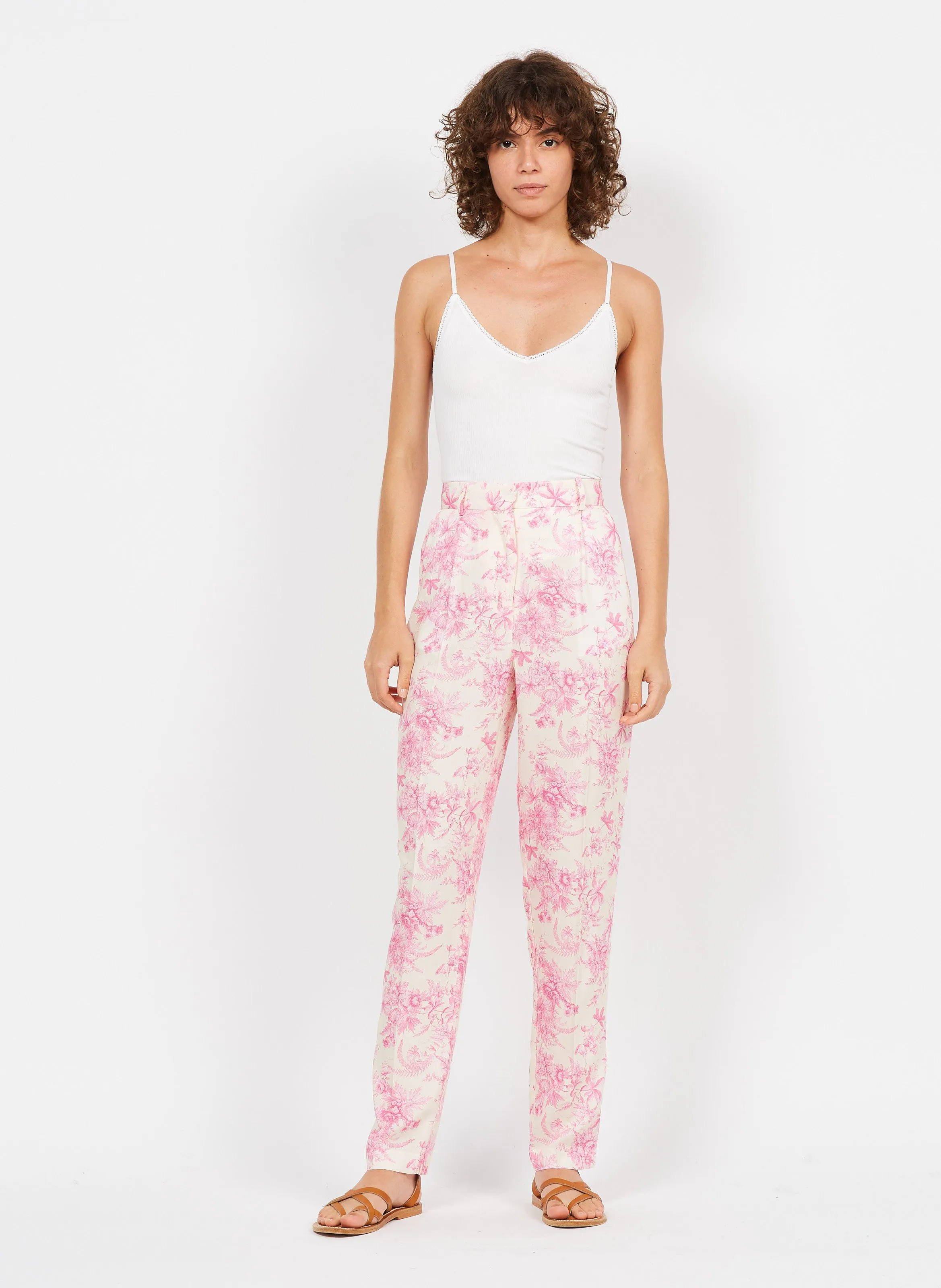 PIRANDELLO  PANTALóN TAPERED DE VISCOSA ESTAMPADO EN ROSA