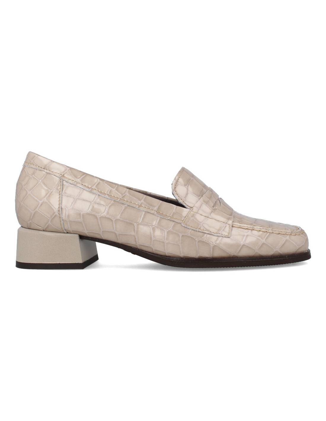 PITILLOS  MOCASíN TACóN PIEL ANTIFAZ COCODRILO PIEDRA
