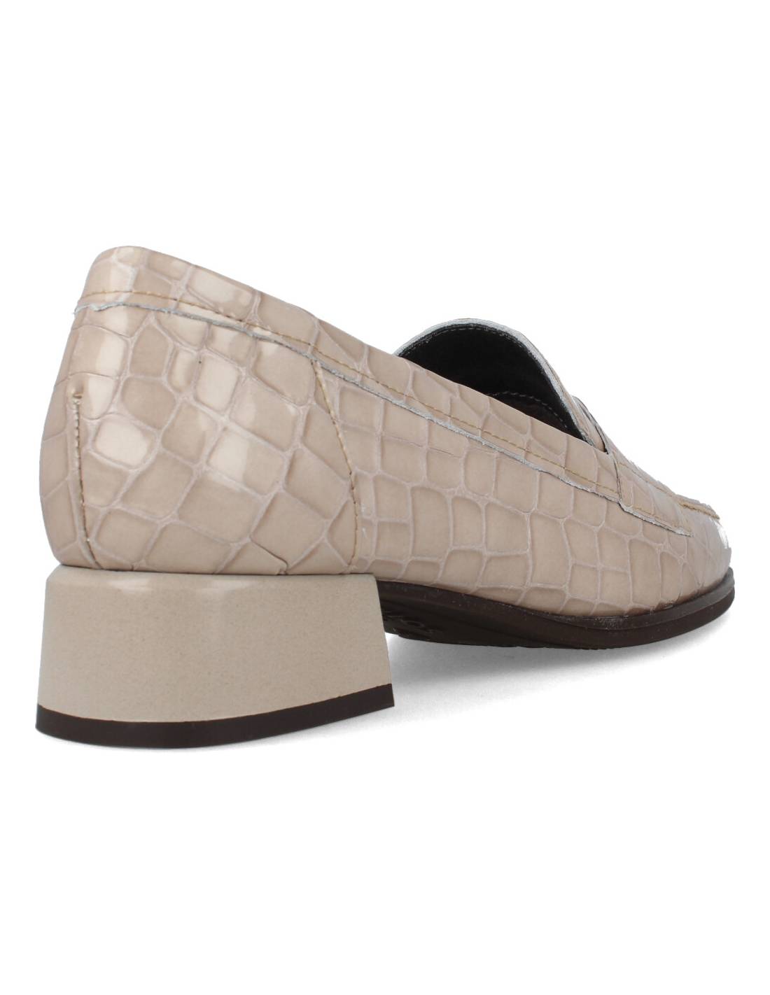 PITILLOS  MOCASíN TACóN PIEL ANTIFAZ COCODRILO PIEDRA
