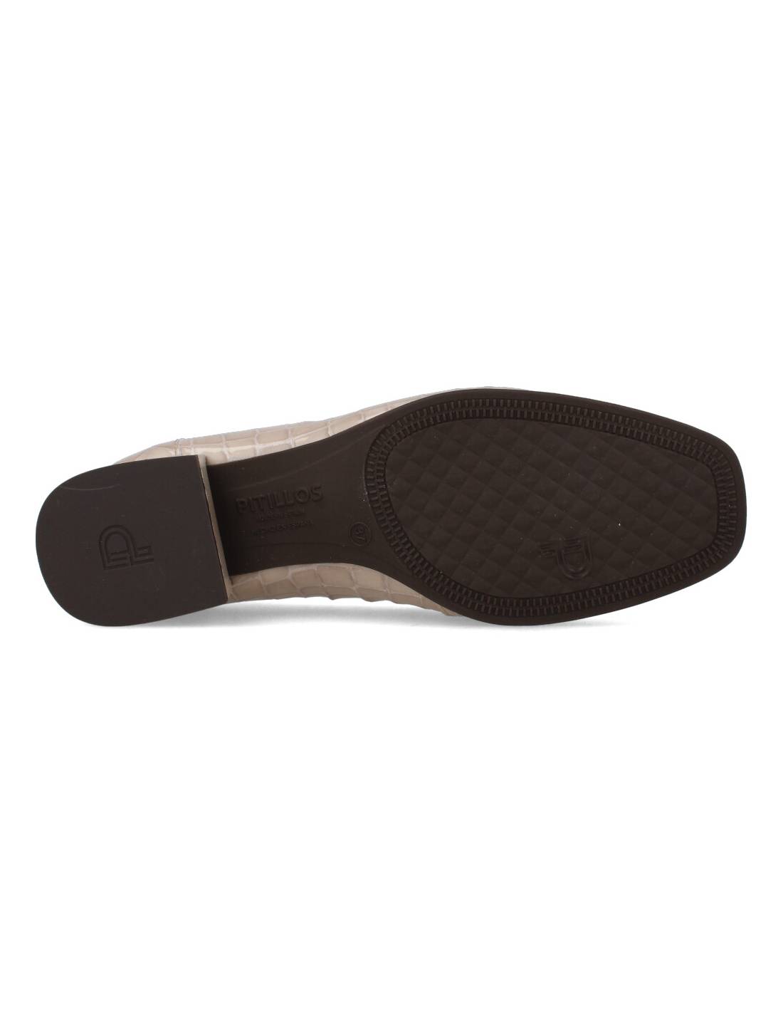 PITILLOS  MOCASíN TACóN PIEL ANTIFAZ COCODRILO PIEDRA