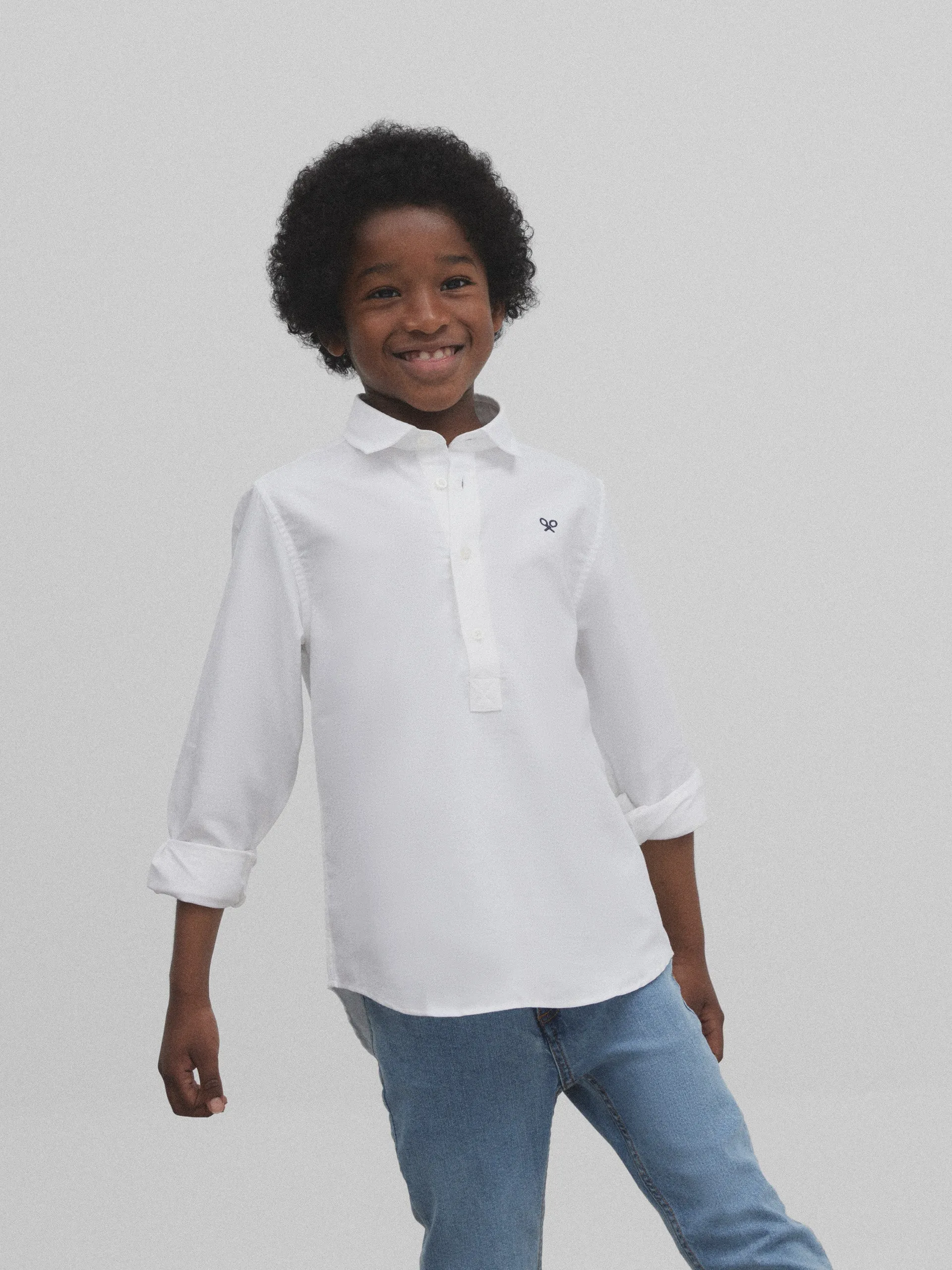 Polera sport kids clasica oxford blanca