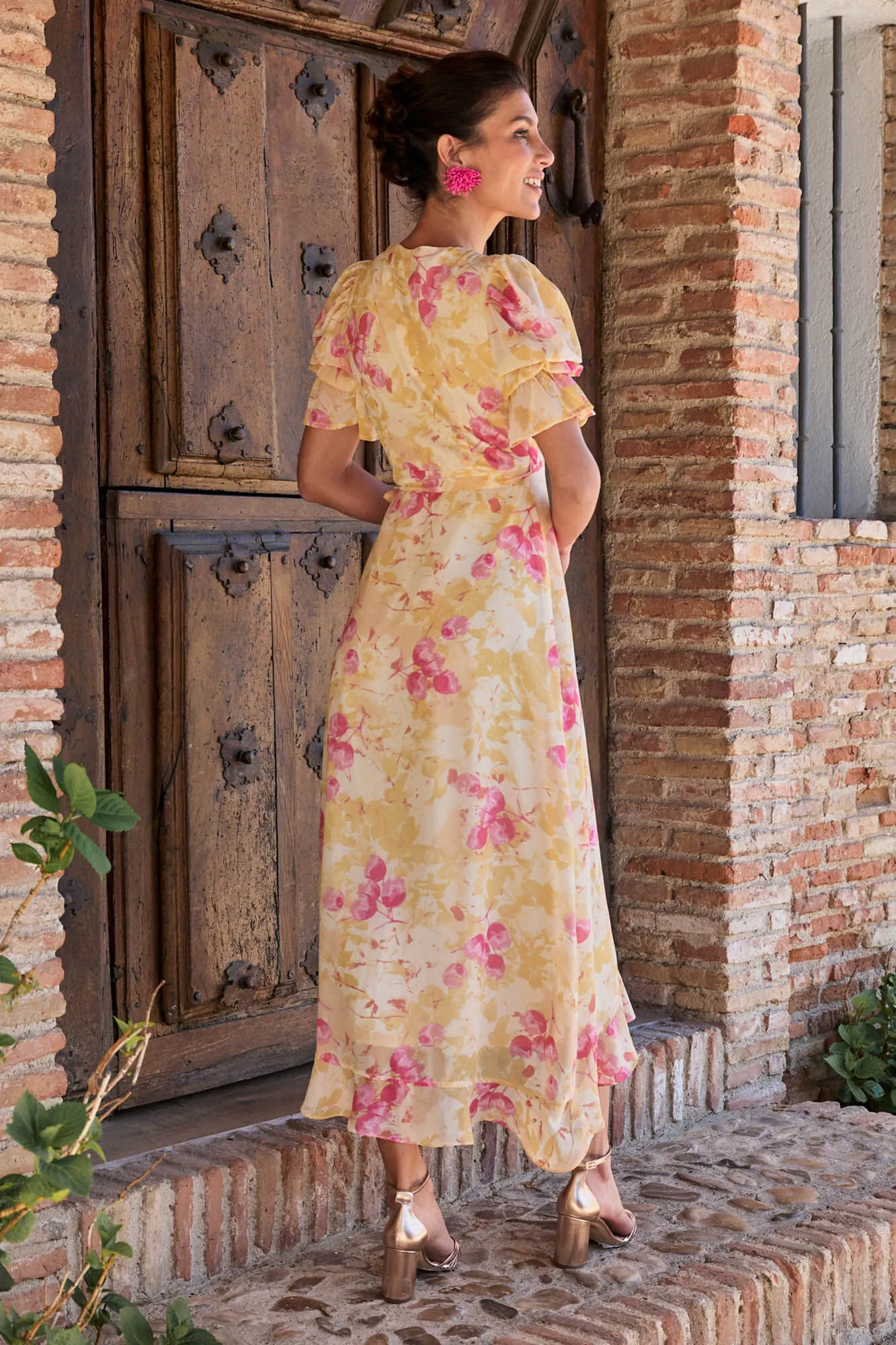 Polín Et Moi Vestido de flores ocre
