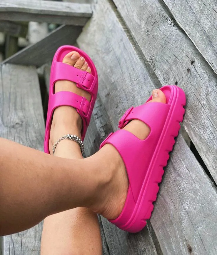Sandalia Birks Goma Eva Fucsia