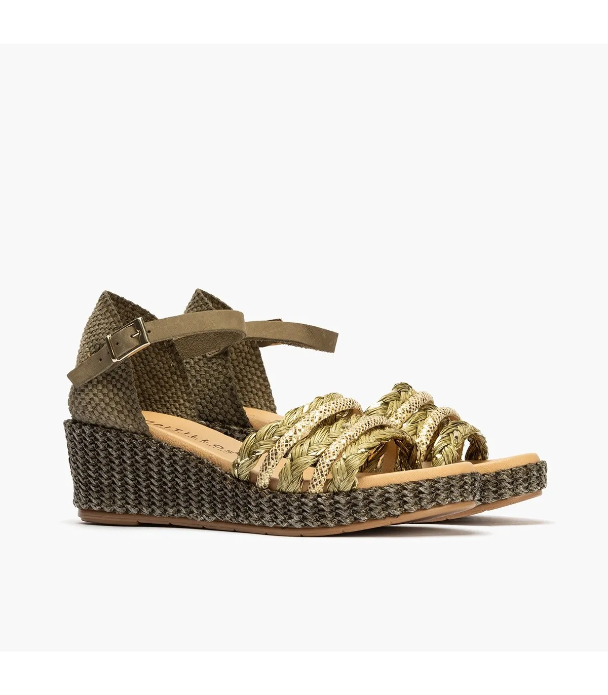 Sandalia de mujer pala tiras rafia KAKI